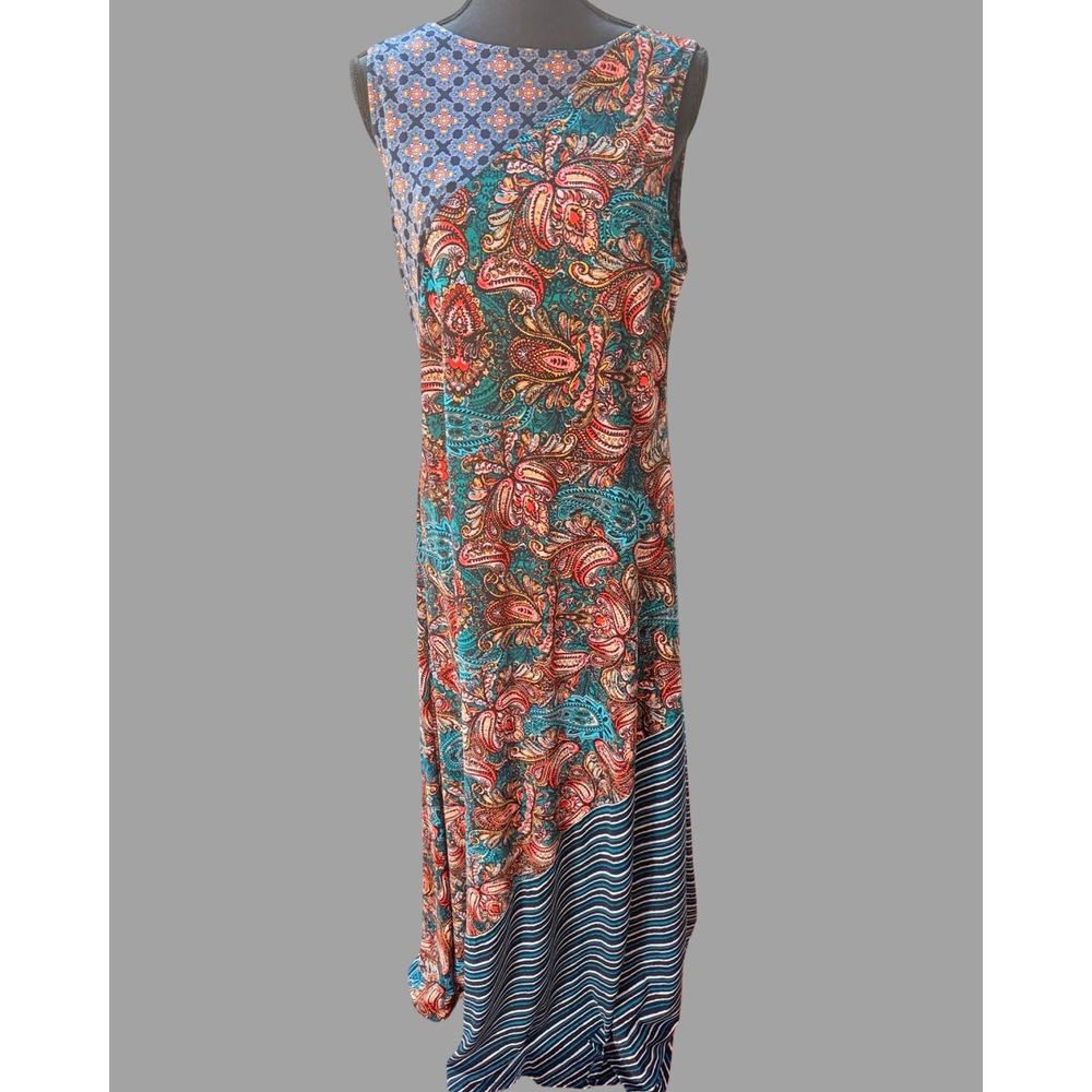 EST. 1946 Women's Sleeveless Paisley Mixed Print Maxi Dress Size Large Boho